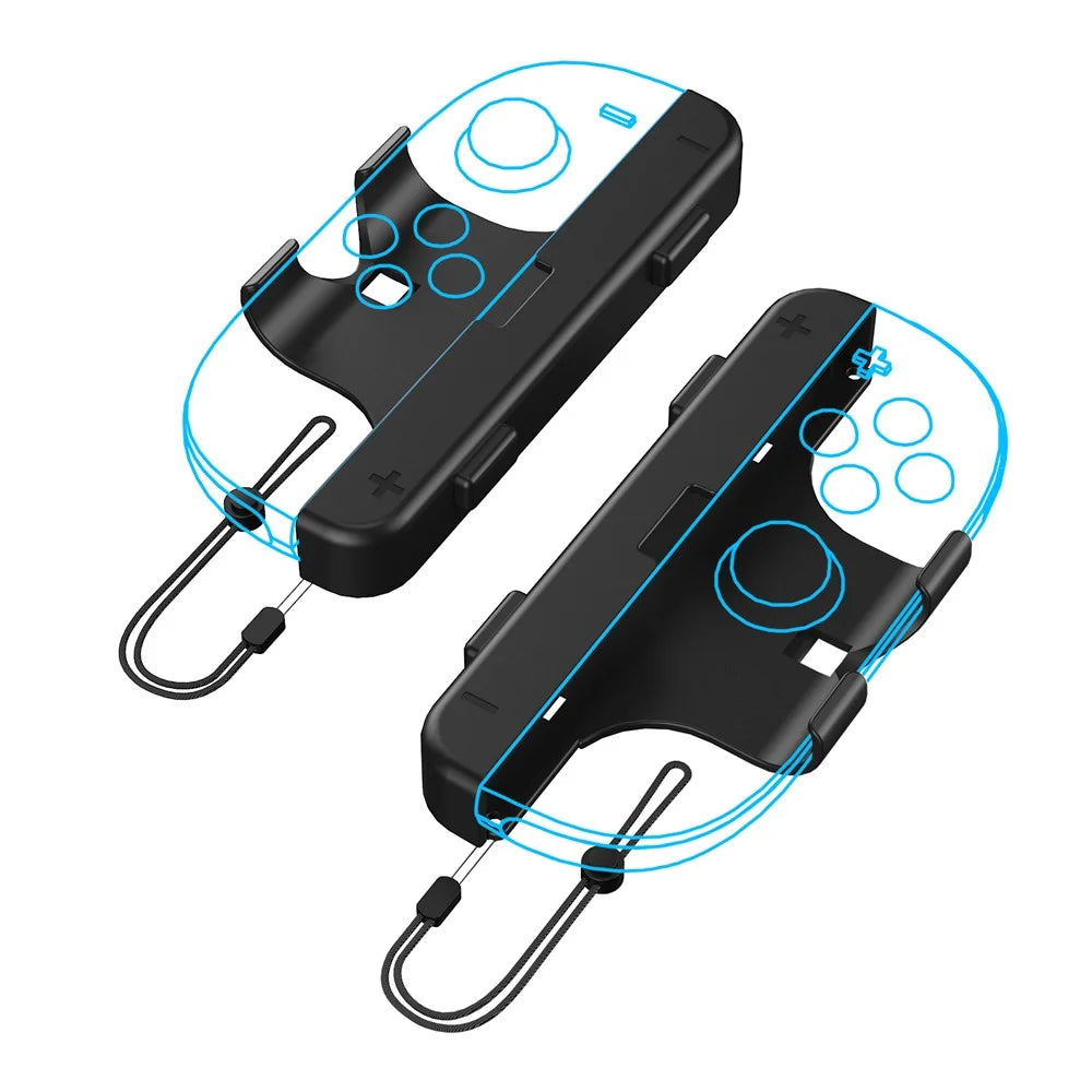 JYS-NS2280 2Pcs For Nintendo Switch 2 Dual Joy-Con Grip Handles with Wrist Strap Ergonomic Controller Attachments - Black - 1