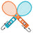 JYS-NS2266 For Nintendo Switch 2 Left and Right Joy-Con Handle Holder Tennis Racket with Lanyard - Blue+Red - 1