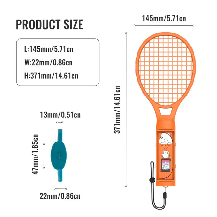 JYS-NS2266 For Nintendo Switch 2 Left and Right Joy-Con Handle Holder Tennis Racket with Lanyard - Blue+Red - 3
