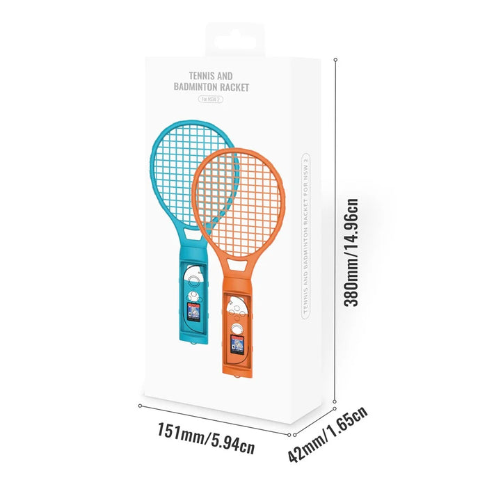 JYS-NS2266 For Nintendo Switch 2 Left and Right Joy-Con Handle Holder Tennis Racket with Lanyard - Blue+Red - 4
