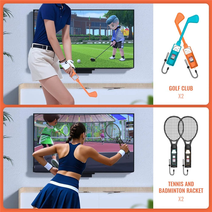 JYS-NS2277 For Nintendo Switch 2 Sports Game Accessories 12 In 1 Tennis Racket Golf Club Leg Strap Sword Set - 2