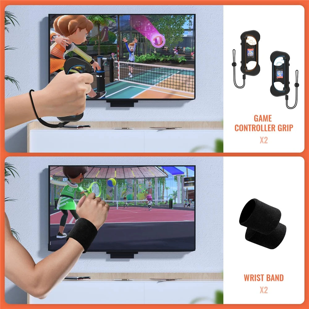 JYS-NS2277 For Nintendo Switch 2 Sports Game Accessories 12 In 1 Tennis Racket Golf Club Leg Strap Sword Set - 4