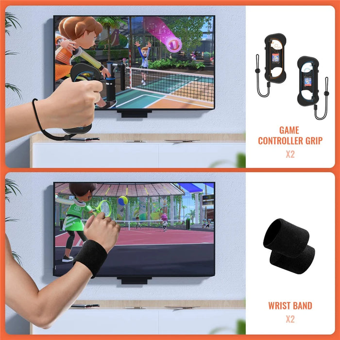 JYS-NS2277 For Nintendo Switch 2 Sports Game Accessories 12 In 1 Tennis Racket Golf Club Leg Strap Sword Set - 4