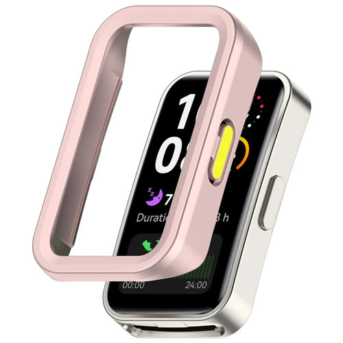 Watch Case For Huawei Band 10 NFC  /  10  /  9 NFC  /  9  /  8 NFC  /  8 Half-Wrapped Hollow Hard PC Protective Cover - Pink  /  Green - 1