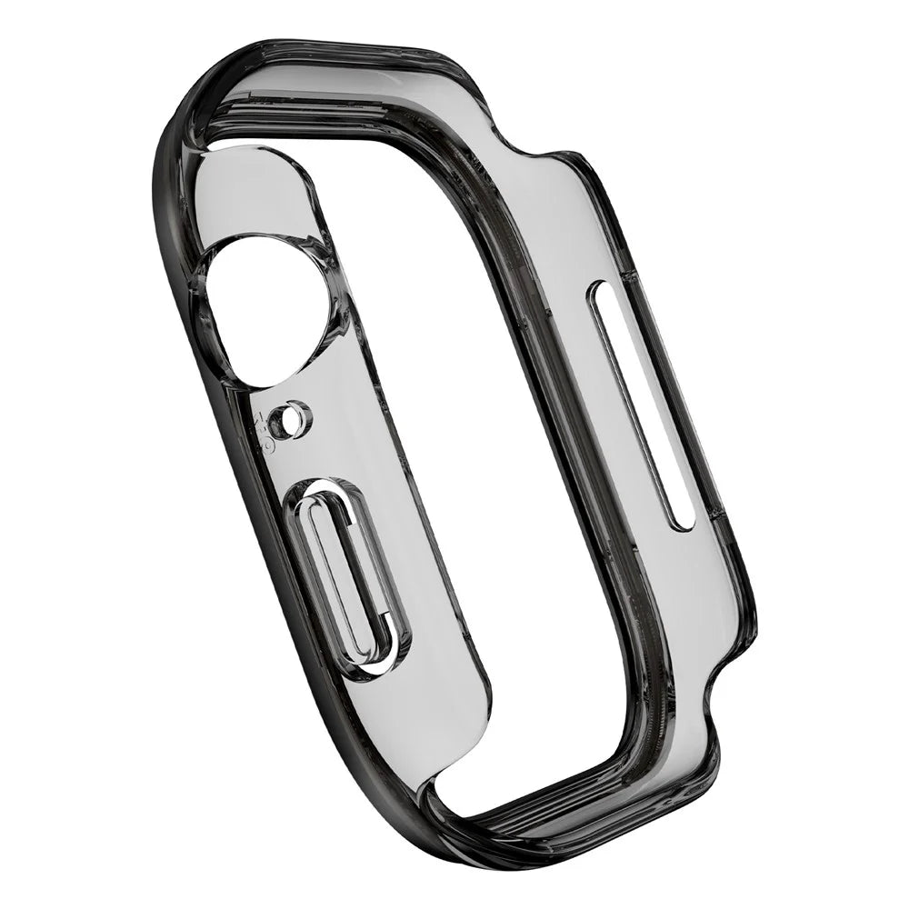 For Apple Watch Series 11 / 10 42mm Hard PC IML Watch Case with Tempered Glass Screen Film - Transparent Black - 3