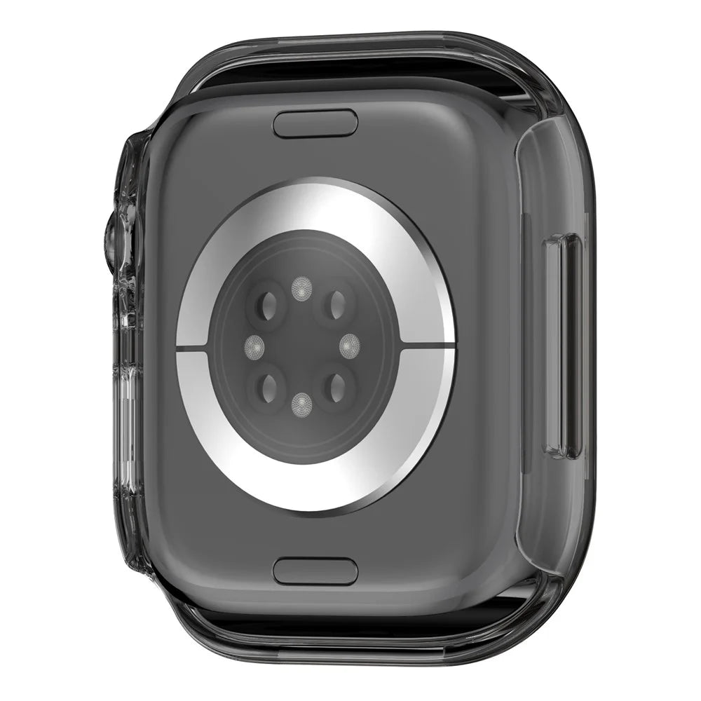 For Apple Watch Series 11 / 10 42mm Hard PC IML Watch Case with Tempered Glass Screen Film - Transparent Black - 6