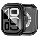 For Apple Watch Series 11 / 10 46mm Hard PC IML Watch Case with Tempered Glass Screen Film - Transparent Black - 1