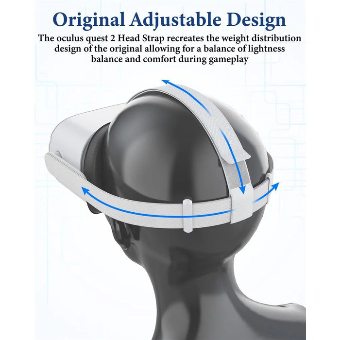 For Meta Quest 2 Head Strap Adjustable Replacement Headband (Key Caps Not Included) - 6