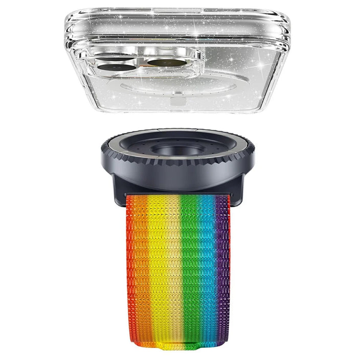 Universal Phone Holder Wrist Strap Aromatherapy Stand - Electroplated Grey + Rainbow - 4