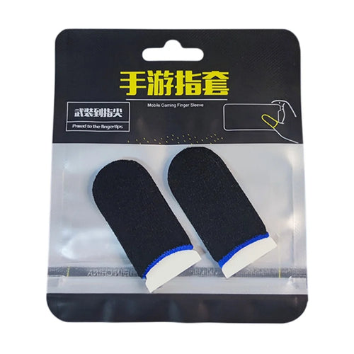 1Pair Gaming Finger Sleeves Anti-Slip Touchscreen Sweat-Resistant Ultra-Thin Carbon Fiber Finger Cover (24 Needles) - Black  /  Blue - 1