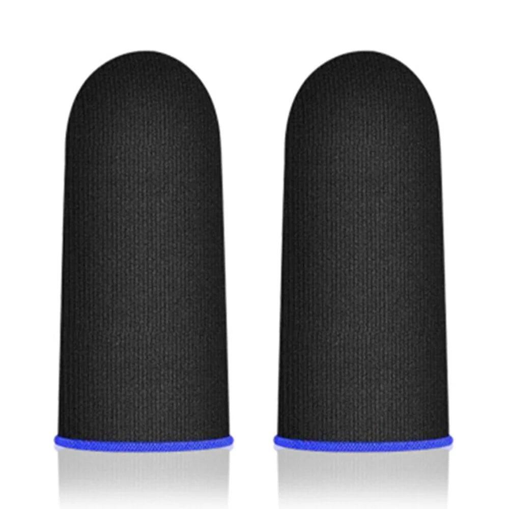 1Pair Gaming Finger Sleeves Anti-Slip Touchscreen Sweat-Resistant Ultra-Thin Carbon Fiber Finger Cover (24 Needles) - Black  /  Blue - 2