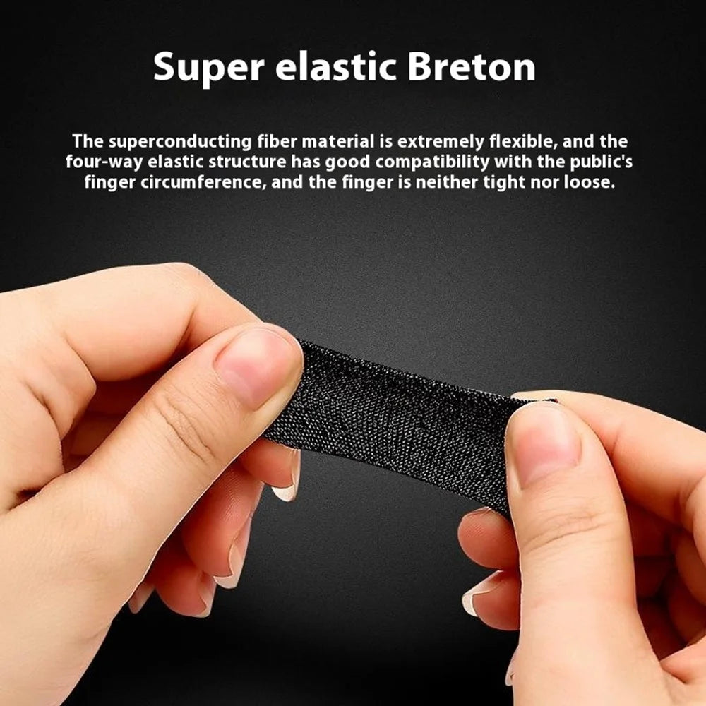 1Pair Gaming Finger Sleeves Anti-Slip Touchscreen Sweat-Resistant Ultra-Thin Carbon Fiber Finger Cover (24 Needles) - Black  /  Blue - 5