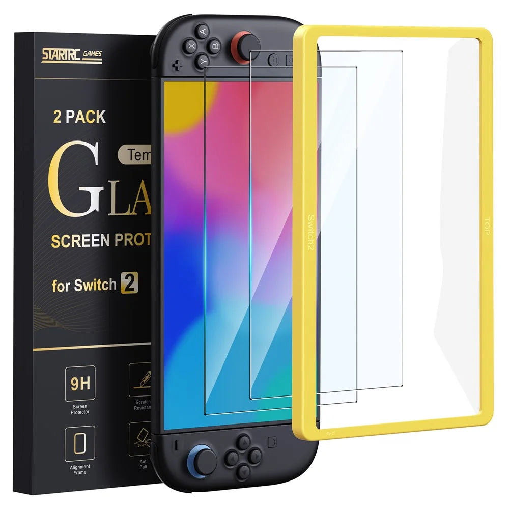 STARTRC GAMES 2Pcs For Nintendo Switch 2 Screen Protector Tempered Glass Film with Positioning Frame - 1