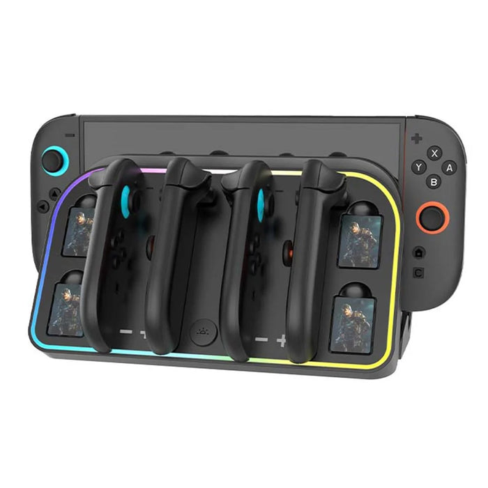 HBS-2807 For Nintendo Switch 2 Joy-Con Handle 4-Slot Wall Mounted Charging Dock Storage Bracket with RGB Light - 2