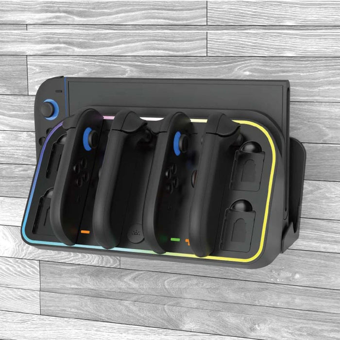 HBS-2807 For Nintendo Switch 2 Joy-Con Handle 4-Slot Wall Mounted Charging Dock Storage Bracket with RGB Light - 4