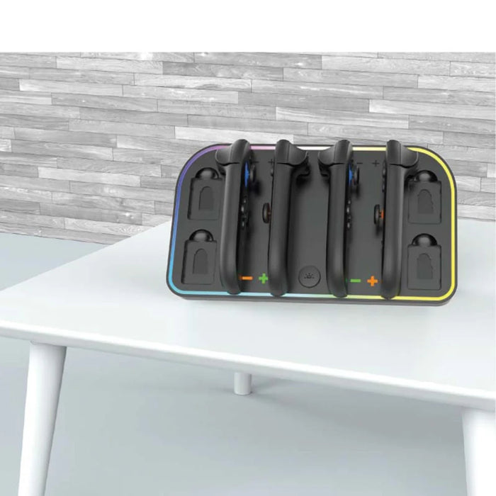 HBS-2807 For Nintendo Switch 2 Joy-Con Handle 4-Slot Wall Mounted Charging Dock Storage Bracket with RGB Light - 5