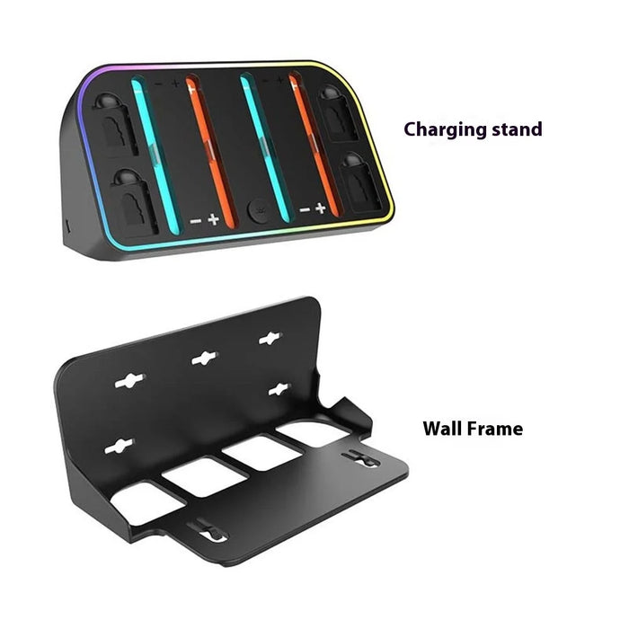 HBS-2807 For Nintendo Switch 2 Joy-Con Handle 4-Slot Wall Mounted Charging Dock Storage Bracket with RGB Light - 6