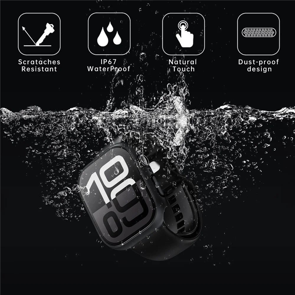 Watch Case for Apple Watch SE3 / SE2 / SE1 /  6 / 5 / 4 44mm Waterproof Dustproof PC Frame with Tempered Glass Film - Black - 3