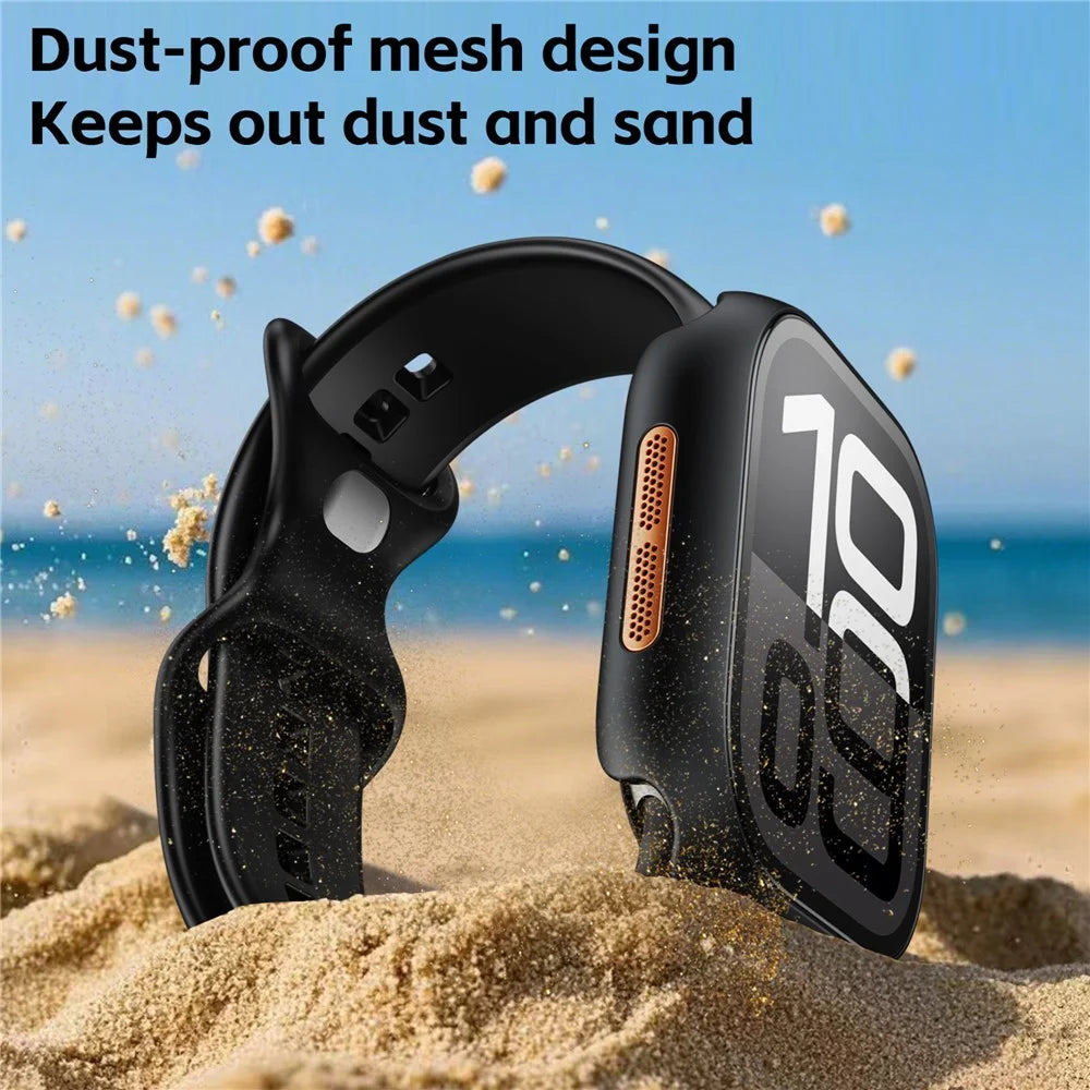 Watch Case for Apple Watch SE3 / SE2 / SE1 /  6 / 5 / 4 40mm Waterproof Dustproof PC Frame with Tempered Glass Film - Black - 2