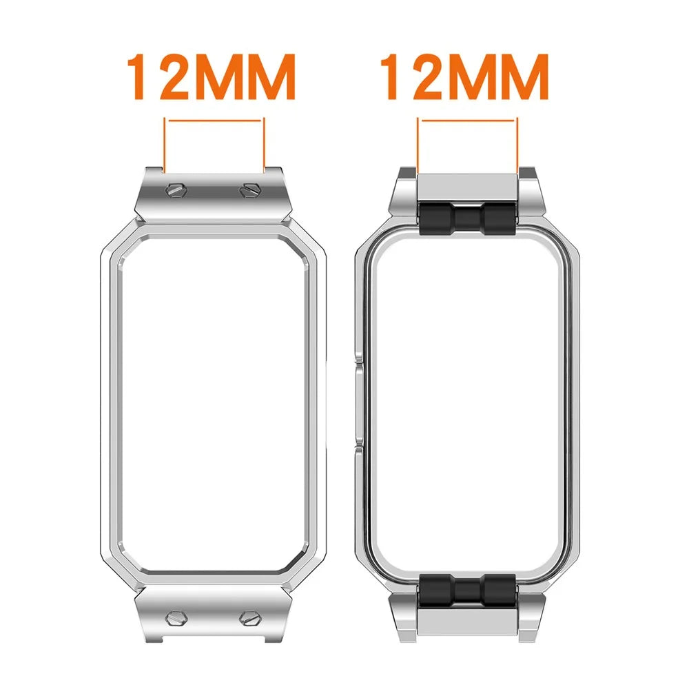 Watch Case for Huawei Band 10 / 9 / 8 / 9 NFC / 8 NFC 12mm Lug Metal Protective Frame - Silver - 3