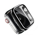 One-Piece Plated Hard PC Case with Tempered Glass Screen Protector for Apple Watch Series 3/2/1 38mm - Black / Silver - 1