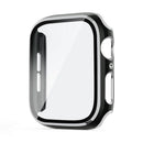 One-Piece Plated Hard PC Case with Tempered Glass Screen Protector for Apple Watch Series 3/2/1 38mm - Black / Silver - 2