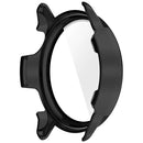For Garmin Vivoactive 6 Hard PC Case All Around Watch Cover with Tempered Glass Film - Glossy Black - 3