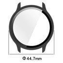 For Garmin Vivoactive 6 Hard PC Case All Around Watch Cover with Tempered Glass Film - Glossy Black - 7