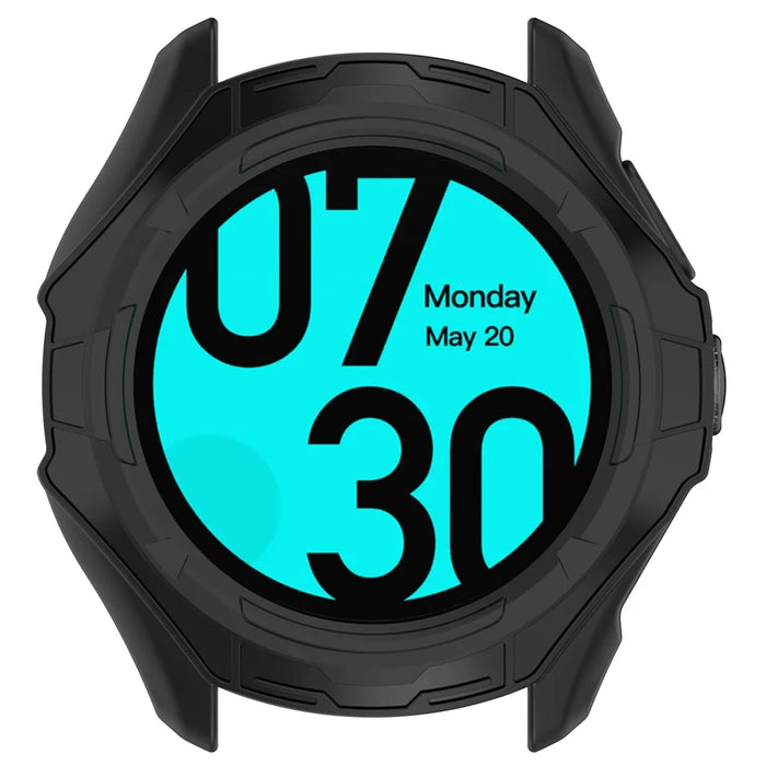 For TicWatch Pro 5 Enduro Soft TPU Watch Case Hollow Shockproof Bumper Frame Cover - Black - 4