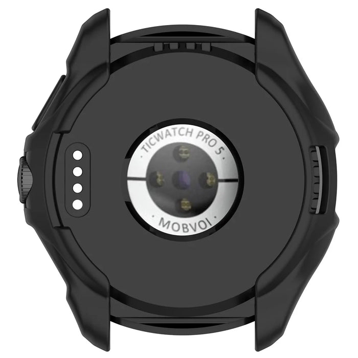 For TicWatch Pro 5 Enduro Soft TPU Watch Case Hollow Shockproof Bumper Frame Cover - Black - 5