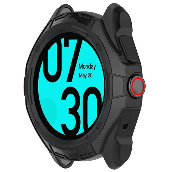 For TicWatch Pro 5 Enduro Soft TPU Watch Case Hollow Shockproof Bumper Frame Cover - Black - 6