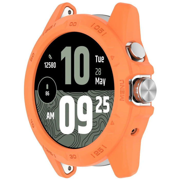 For TicWatch Atlas TPU Watch Case Hollow Shockproof Bumper Frame - Orange - 2