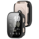 For Huami Amazfit Bip 6 (A2435) Watch Case PC Frame Cover with Tempered Glass Screen Film - Glossy Black - 3