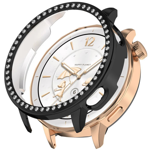 For Oppo Watch X2 Mini / OnePlus Watch 3 43mm Watch Case Rhinestone Decorative Hollow Design Electroplating PC Watch Cover - Black - 1