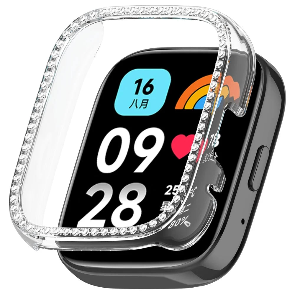 For Xiaomi Redmi Watch 3 Lite  /  Watch 3 Active Clear Watch Case Rhinestone Decorative Hollow Design PC Watch Cover - 1