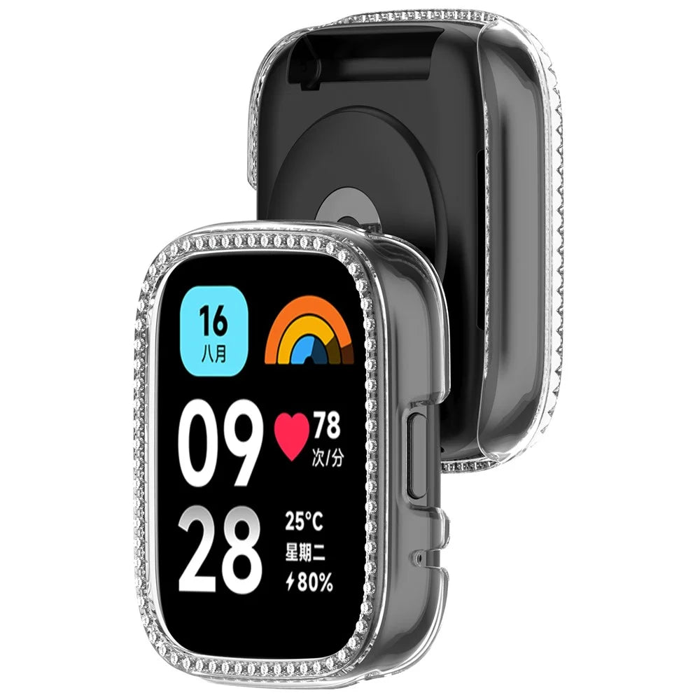 For Xiaomi Redmi Watch 3 Lite  /  Watch 3 Active Clear Watch Case Rhinestone Decorative Hollow Design PC Watch Cover - 3