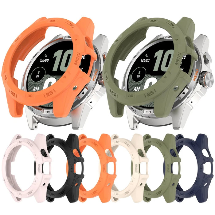 For TicWatch Atlas TPU Protective Case Hollow Design Shockproof Watch Cover - Orange - 7