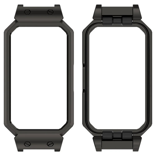 For Huawei Band 10  /  9  /  8 Metal Watch Case Square Shape Protective Cover 12mm Inner - Black - 1