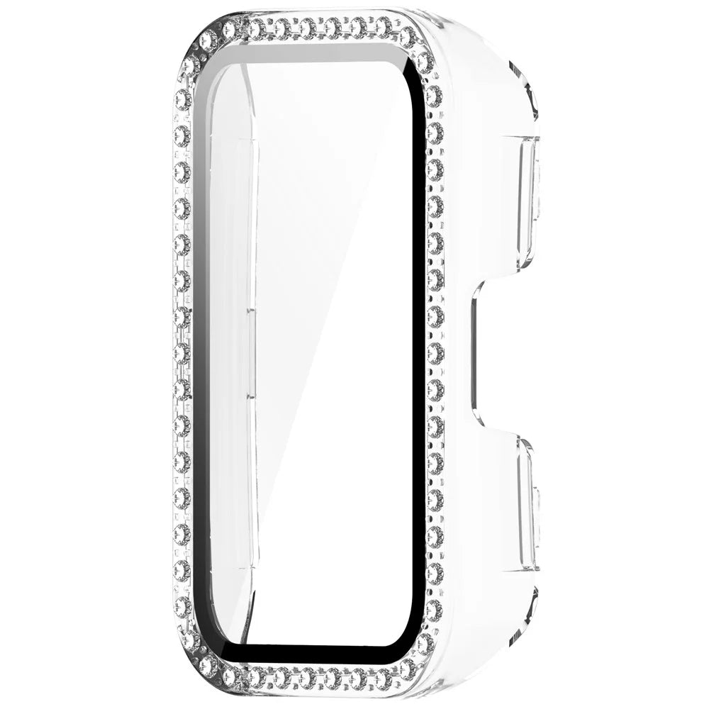 For Huawei Band 10  /  9  /  8 Clear Case Rhinestone Decor PC + Tempered Glass Film Protective Watch Cover - 4