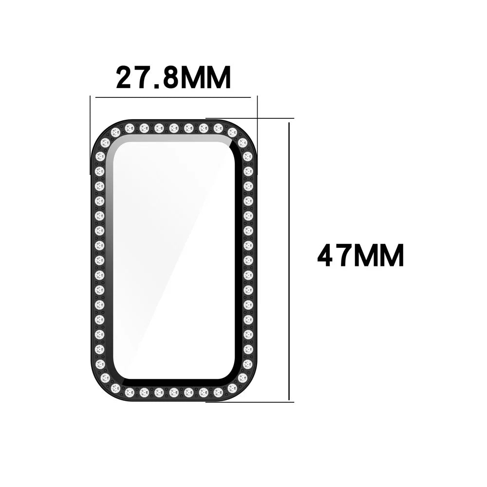 For Huawei Band 10  /  9  /  8 Clear Case Rhinestone Decor PC + Tempered Glass Film Protective Watch Cover - 7