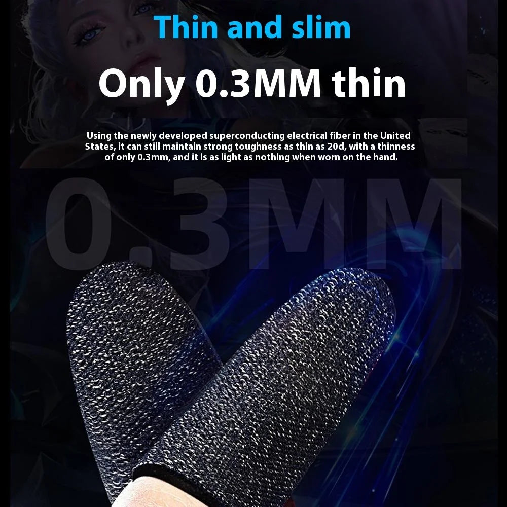 1Pair Gaming Finger Sleeves Anti-Slip Touchscreen Ultra-Thin Finger Cover for Mobile Games / E-Sports - Black - 4