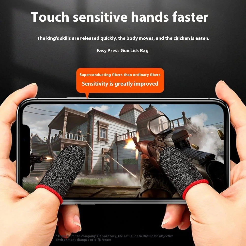 1Pair Gaming Finger Sleeves Anti-Slip Touchscreen Ultra-Thin Finger Cover for Mobile Games / E-Sports - Black - 6
