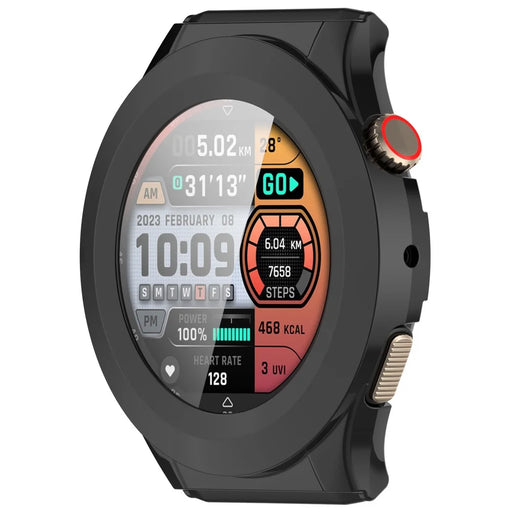 WANLONFENG For Huami Amazfit Cheetah Pro / Huami Amazfit Cheetah Round Watch Case  PC Frame Cover with Tempered Glass Screen Protector - Black - 2