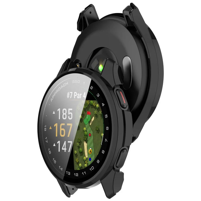 WANLONFENG For Garmin Approach S50 Watch Case  PC Frame Cover with Tempered Glass Screen Protector - Black - 3