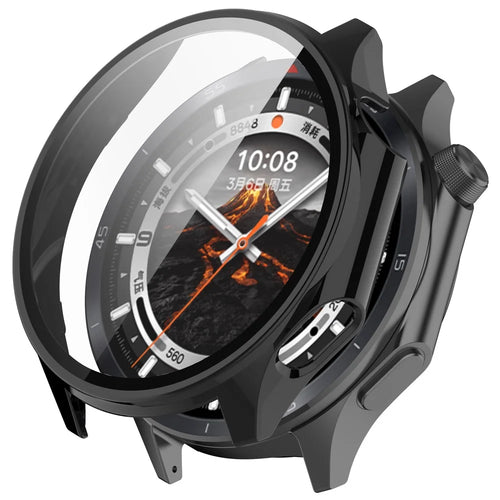 WANLONFENG For Oppo Watch X2 / OnePlus Watch 3 46mm Watch Case  PC Frame Cover with Tempered Glass Screen Protector - Black - 1