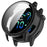 WANLONFENG For Garmin Vivoactive 6 Watch Case  PC Frame Cover with Tempered Glass Screen Protector - Black - 1
