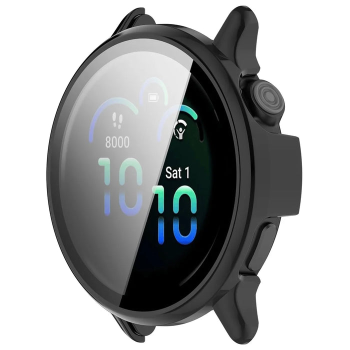 WANLONFENG For Garmin Vivoactive 6 Watch Case  PC Frame Cover with Tempered Glass Screen Protector - Black - 2