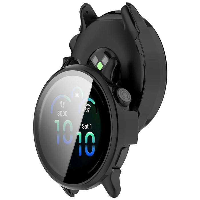 WANLONFENG For Garmin Vivoactive 6 Watch Case  PC Frame Cover with Tempered Glass Screen Protector - Black - 3