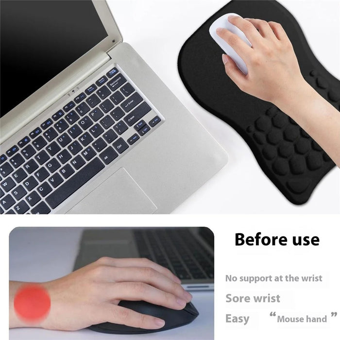 30x20x2.5cm Office Gaming Mouse Pad with Wrist Rest Memory Foam Relieve Fatigue Mouse Mat - Black - 2