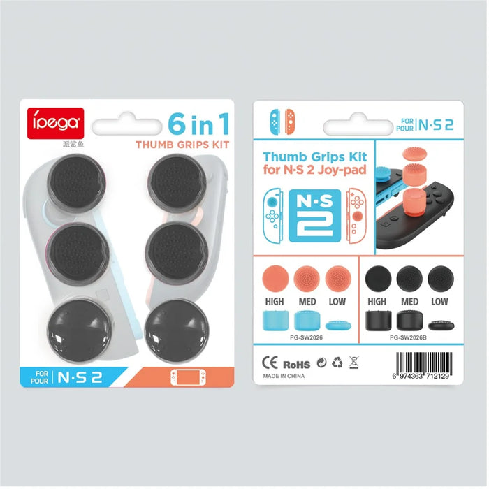 IPEGA PG-SW2026B 6Pcs / Set For Nintendo Switch 2 Joystick Caps High Medium Low Thumb Grips - 6